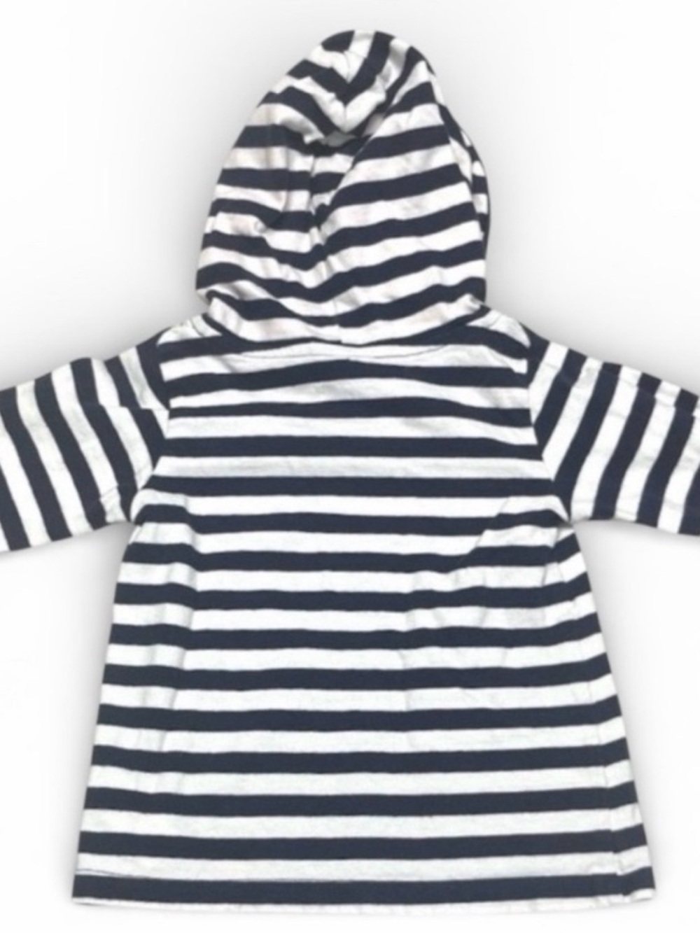 Carter’s Girls 18M Navy White Striped Cotton Hoodie Coral Heart - Picture 3 of 6